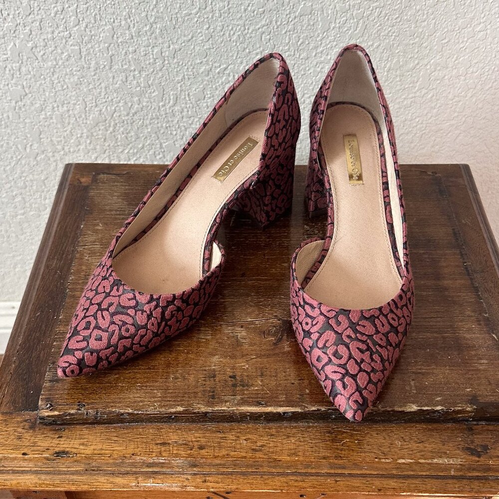 Louise Et Cie d'Orsay Size 8M/38.5 Pink and Grey Leopard Print Block Heel Pump